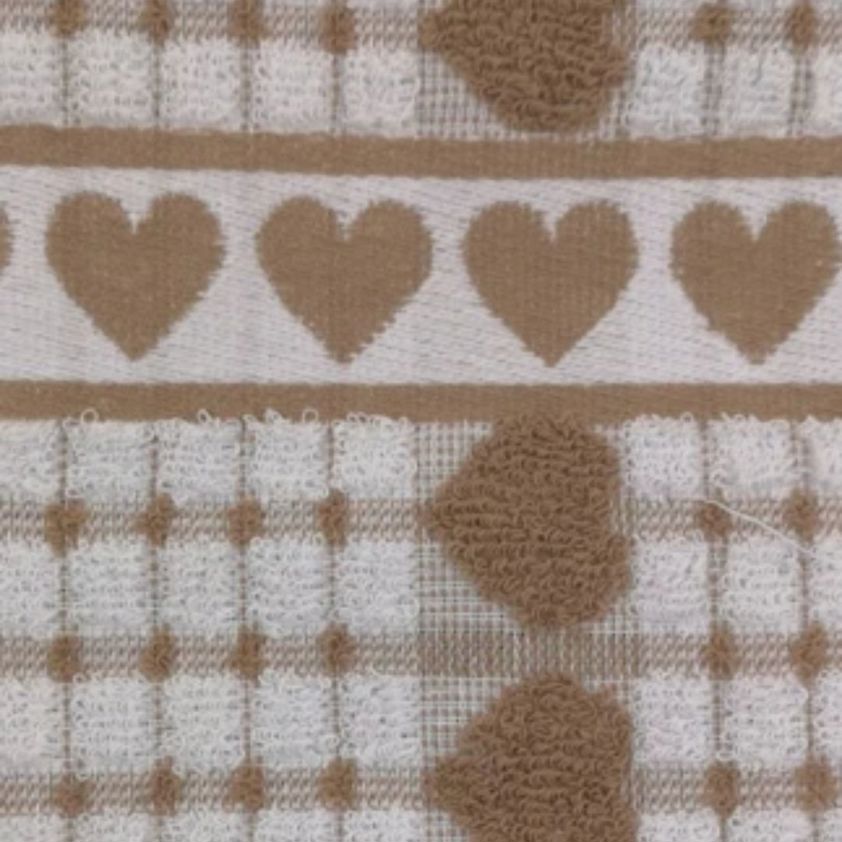 Taupe Checked Tea Towels (Heart Border)