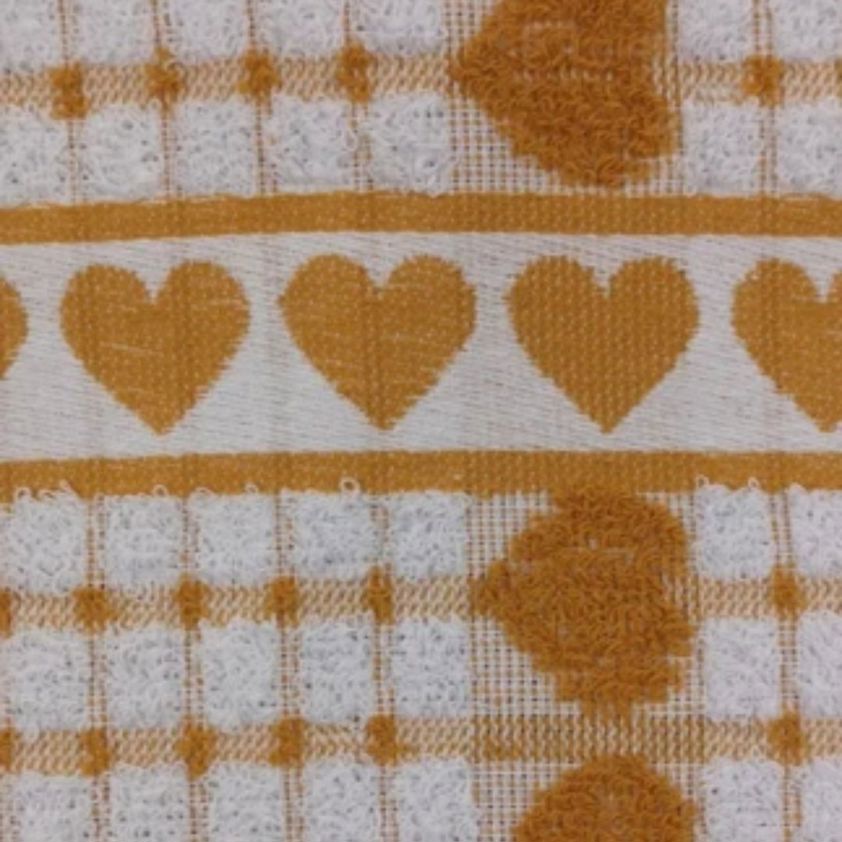 Mustard Checked Tea Towels (Heart Border)