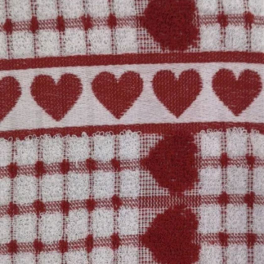 Red Checked Tea Towels (Heart Border)