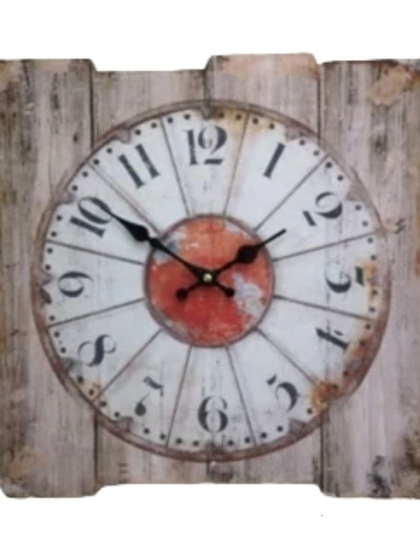 Vintage Square Clock - Rustic