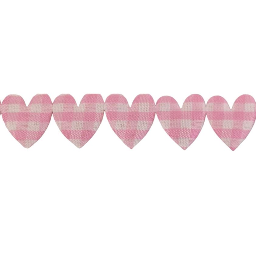 Pink Padded Heart Trimmings - 20mm