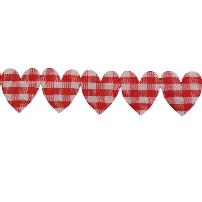 Red Padded Heart Trimmings - 20mm