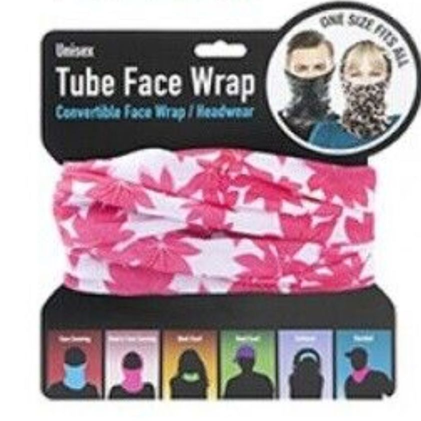 Pink Flower Unisex Face Wrap - One Size Fits All