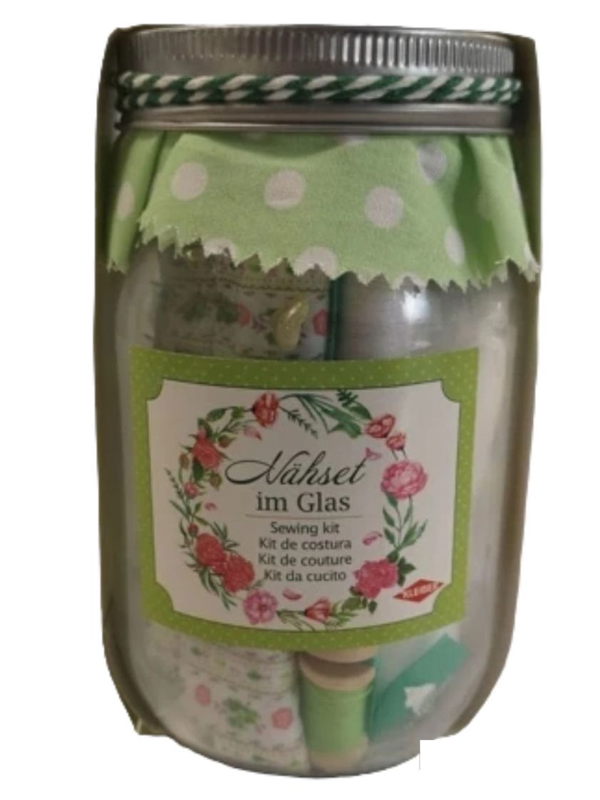 Green Sewing/Craft Kit In A Jar