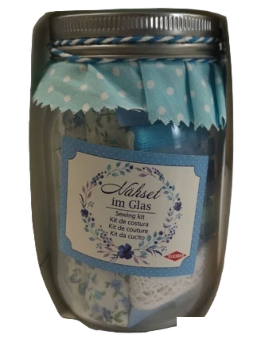 Blue Sewing/Craft Kit In A Jar