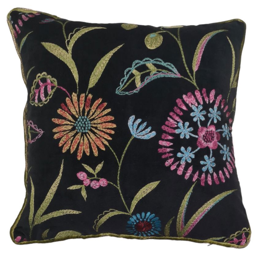 Embroidered Velvet Caribbean Cushion