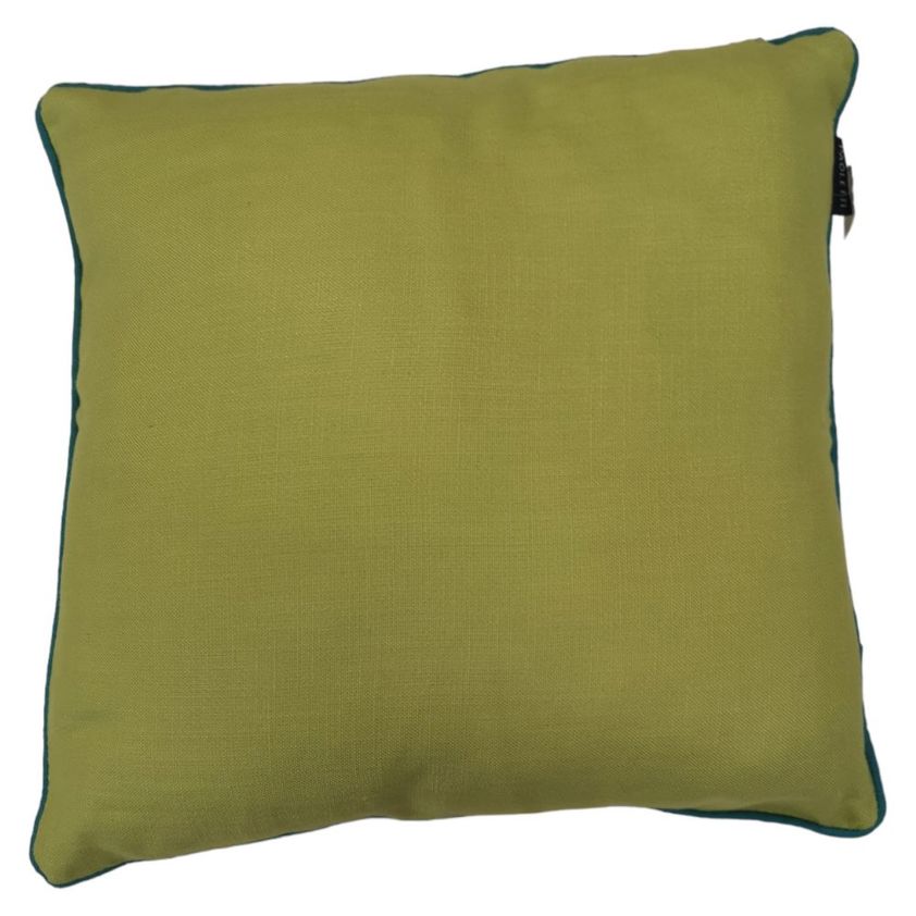 Lime With Aqua Piping Bamboo Cushion Cover