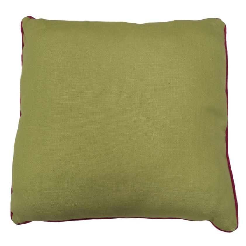 Lime With Fuchsia Piping Bamboo Cushion Cover