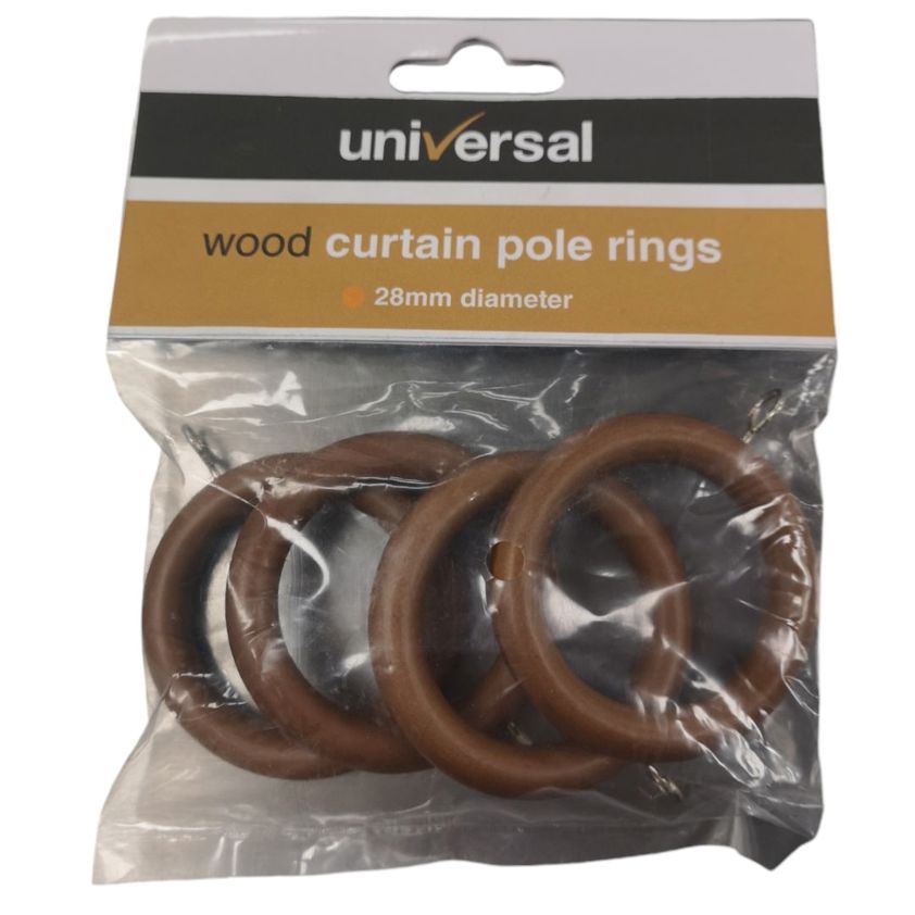 28mm Wood Curtain Rings (Walnut)