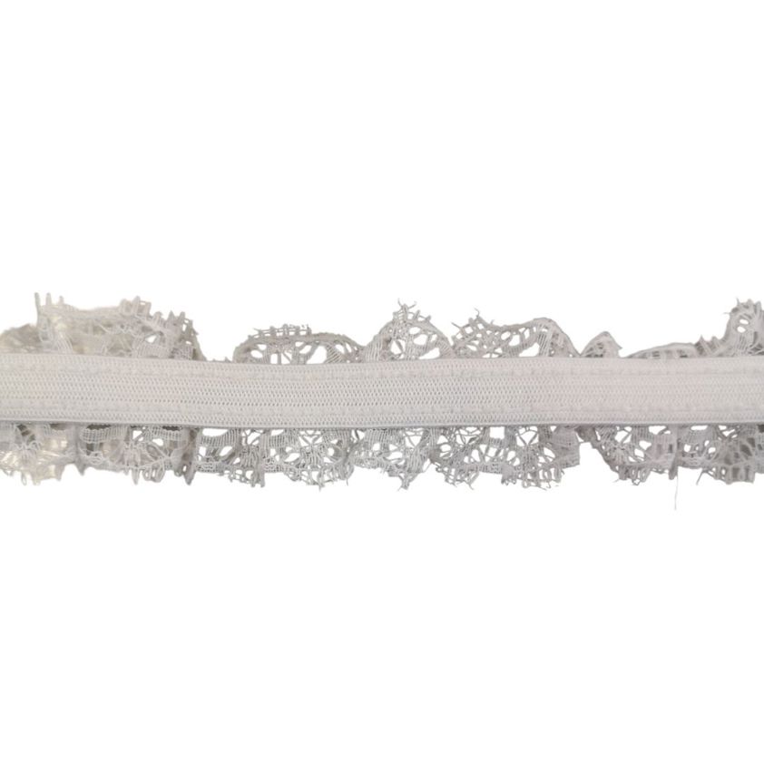 White Elasticated Pleated Lace - 30mm