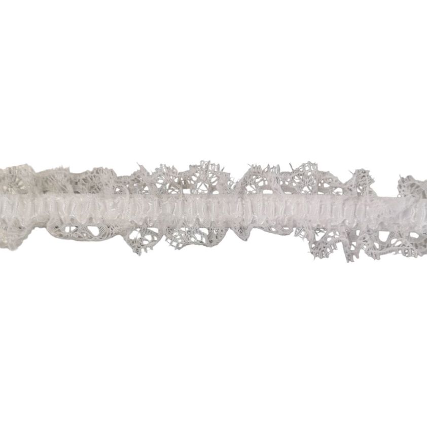 White Elasticated Pleated Lace - 30mm