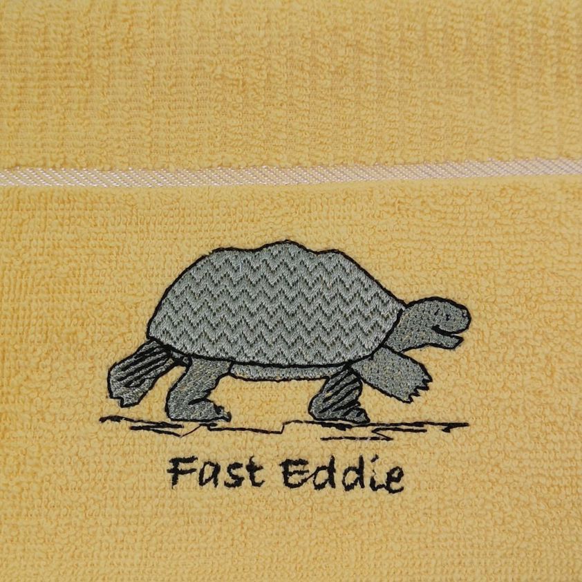 Fast Eddie Embroidered Tea Towel