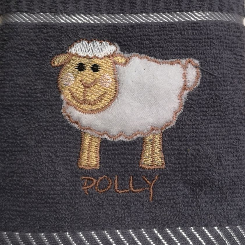 Polly Sheep Embroidered Tea Towel