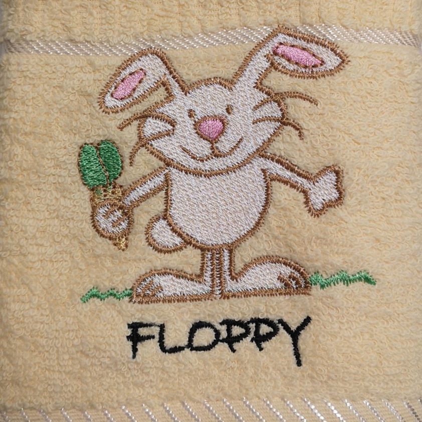 Cream Floppy The Rabbit Embroidered Tea Towel