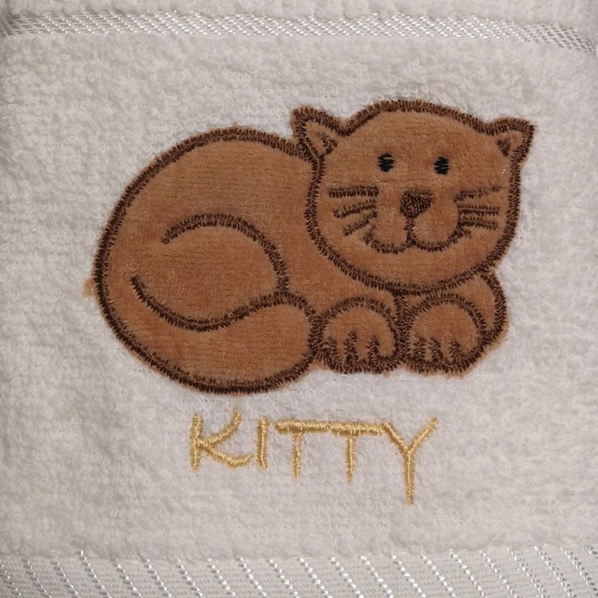 Kitty Embroidered Tea Towel