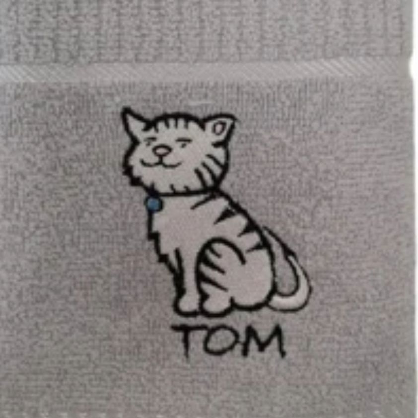 Tom The Cat Embroidered Tea Towel