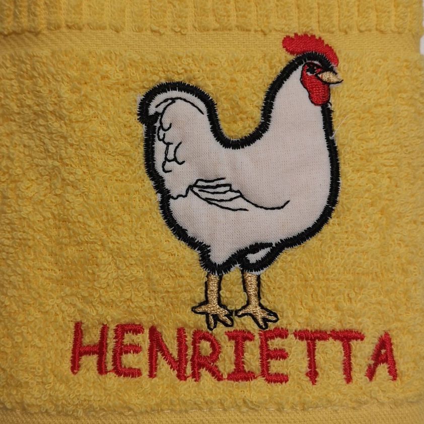 Yellow Henrietta Embroidered Tea Towel