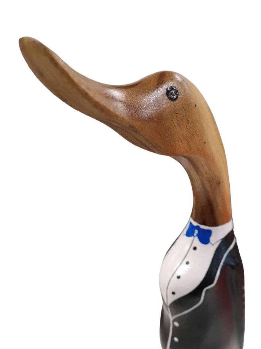 Blue Dickie Bow Wooden Butler Duck