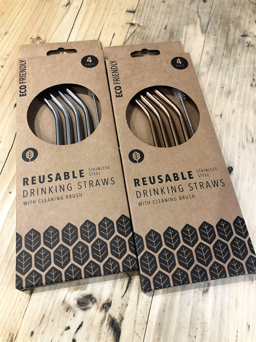 Stainless Steel Reusable Straws x 4