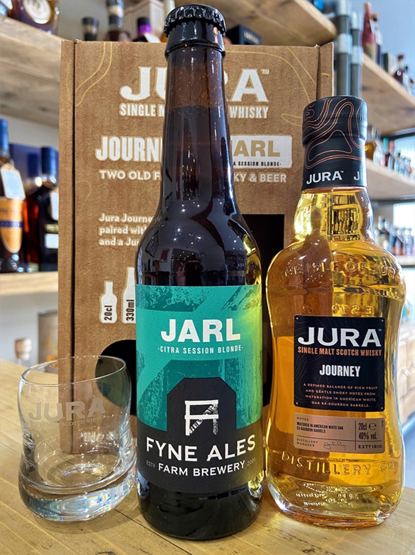Jura Journey & Jarl Gift Pack with glass 40% 20cl & 3.8% 330ml