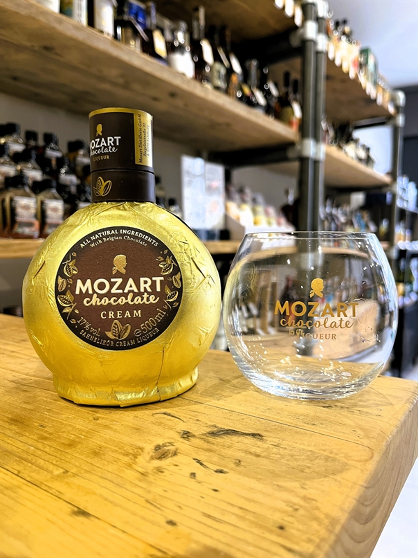 Mozart Gold Chocolate Cream Liqueur with FREE branded glass 17% 50cl