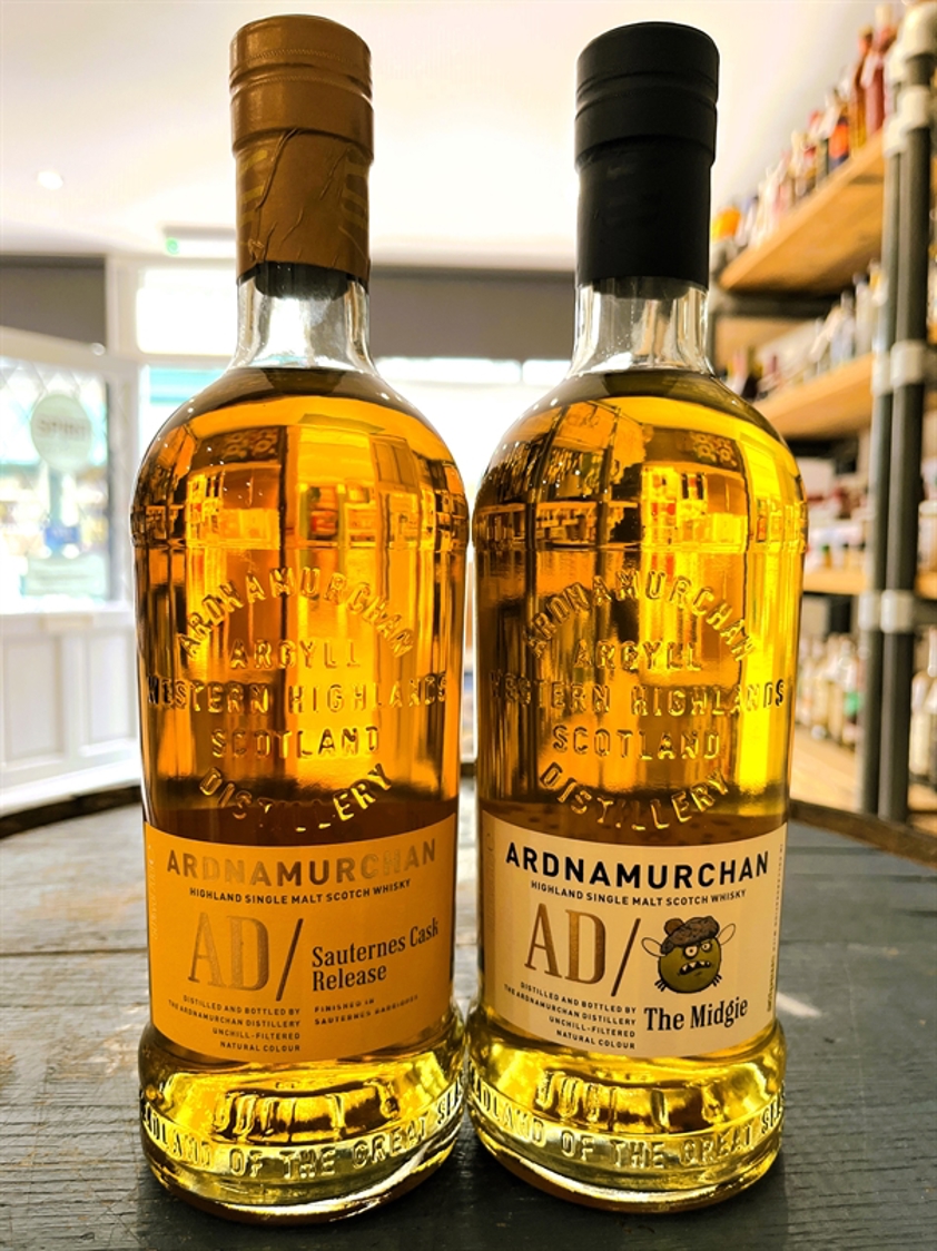 Ardnamurchan Sauternes Cask Release 50% 70cl & The Midgie 48% 70cl