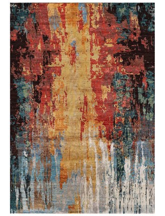 Contemporary Part Silk Transitional Afghan Rug