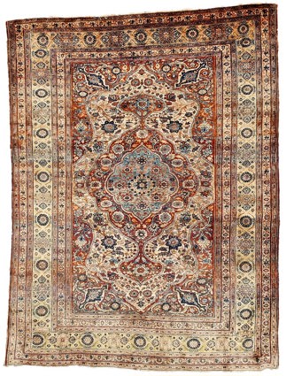 Antique Persian Tabriz Silk Rug