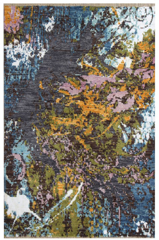 Contemporary Part Silk Transitional Afghan Rug