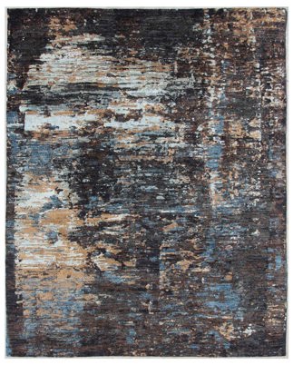 Contemporary Part Silk Transitional Afghan Rug