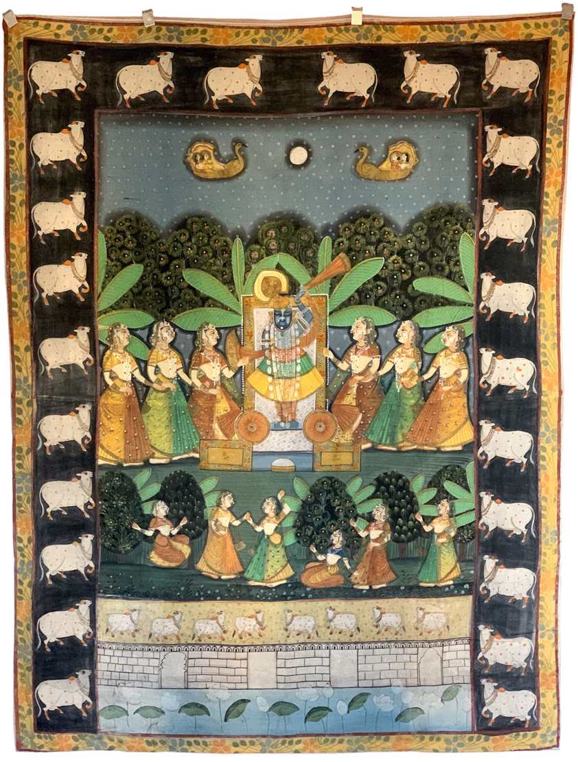 Vintage Hand Painted Indian Rajasthani Temple Hanging