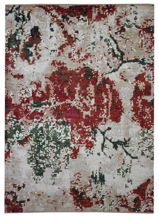 Contemporary Part Silk Transitional Afghan Rug