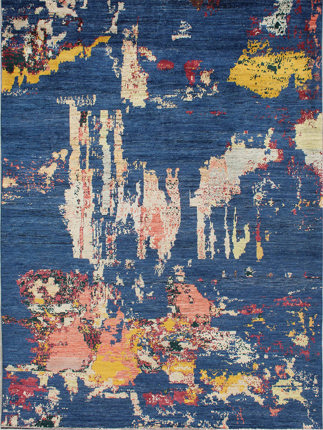 Contemporary Part Silk Transitional Afghan Rug