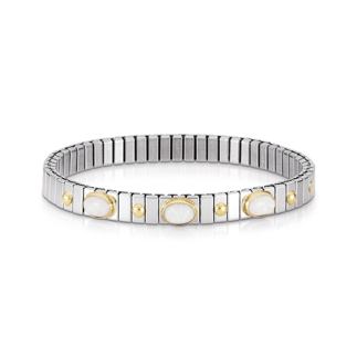 White Opal 042105 Gold and 3 Stone Extension Bracelet
