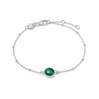 Sterling Silver Malachite Healing Stone Bobble Bracelet