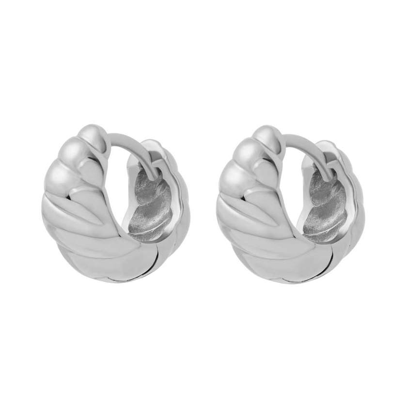 Sterling Silver Croissant Tapered Huggies