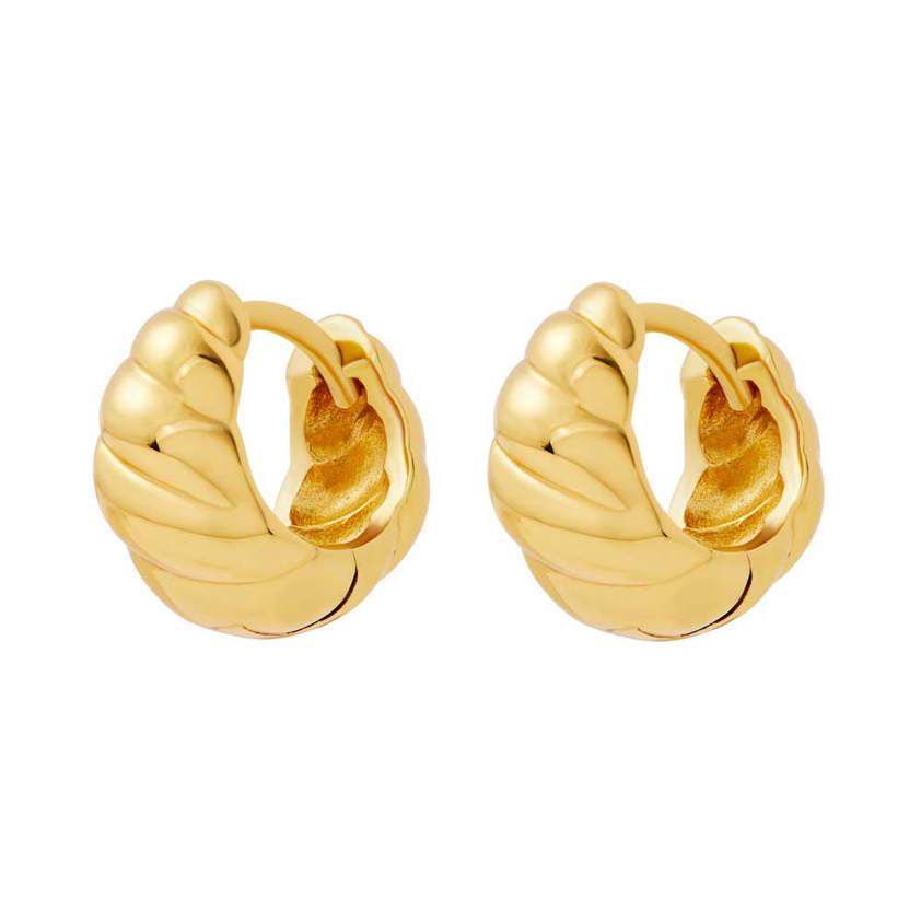 Yellow Gold Vermeil Croissant Tapered Huggies