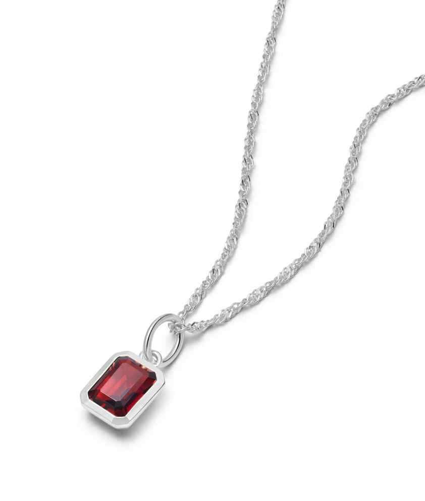 Sterling Silver January Garnet Birthstone Necklace