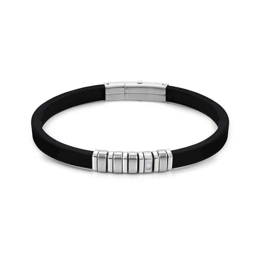 028804 01 City bracelet white CZ black