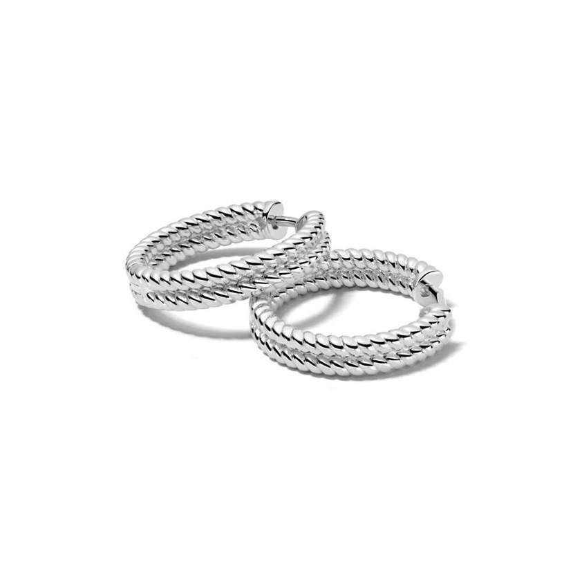Sterling Silver Treasures Double Rope Hoop Earrings