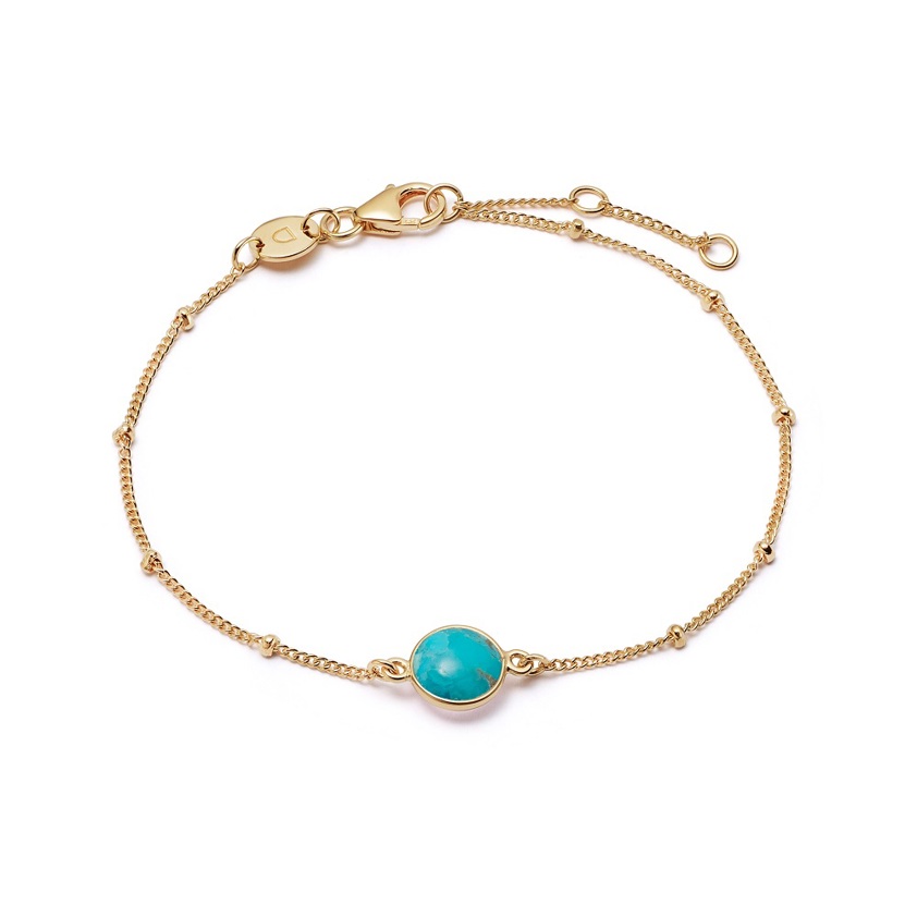 Yellow Gold Vermeil Turquoise Healing Stone Bobble Bracelet