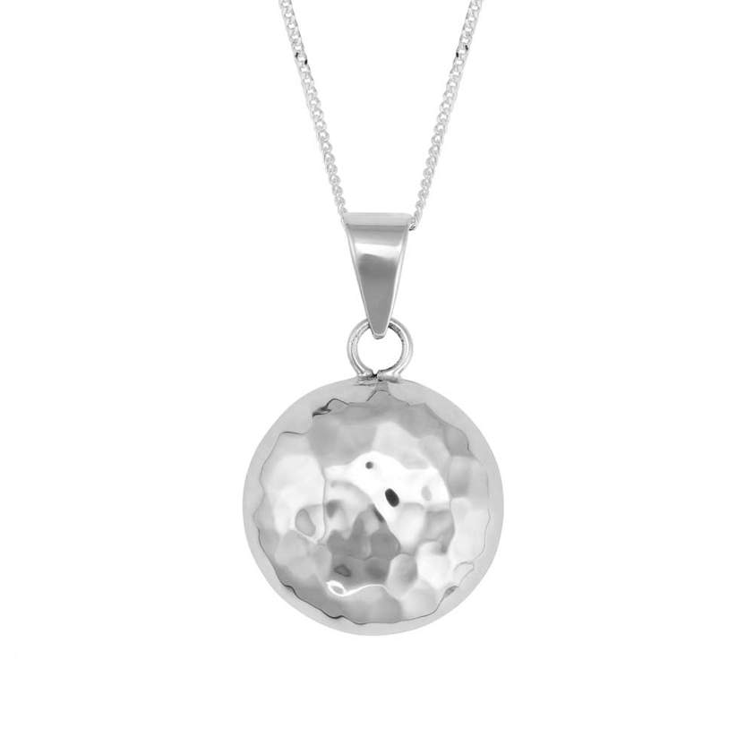 Hammered Puffed Disc Necklace