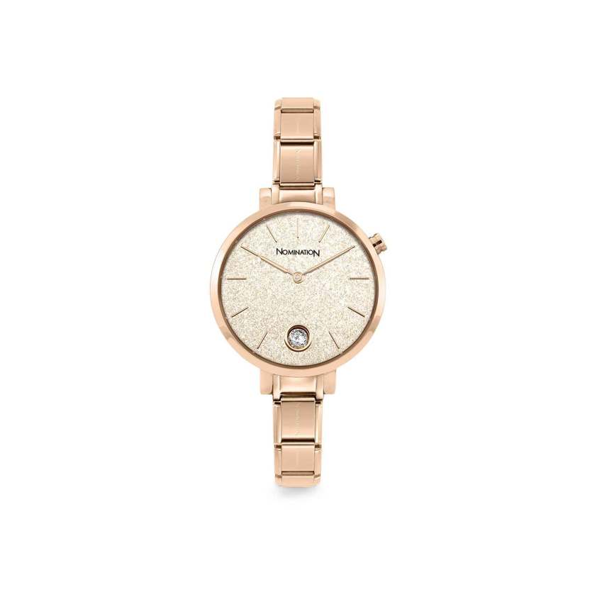 076034 25 Glitter Rose Gold Watch