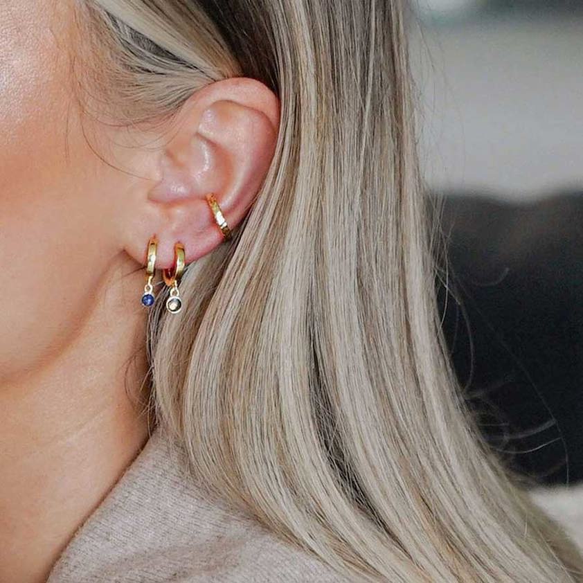 Healing Stone Lapis Huggie Earrings