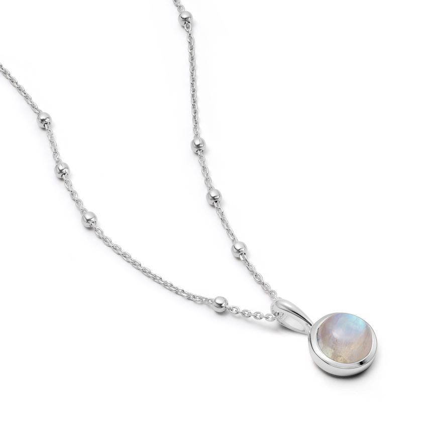 Sterling Silver Rainbow Moonstone Healing Stone Necklace