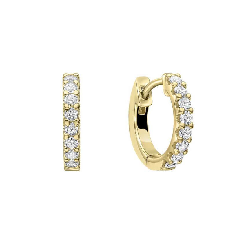 E6412 Claw Set Gold Hoop Earrings