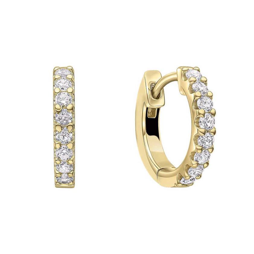 E6412 Claw Set Gold Hoop Earrings