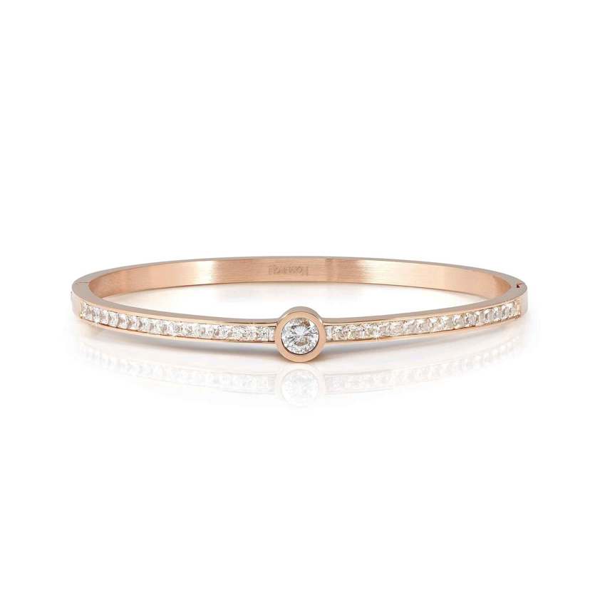 029519/20/21 Rose Gold White CZ Bangle
