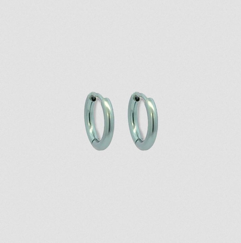 Lt. Green Titanium Small Round Hinge Hoops