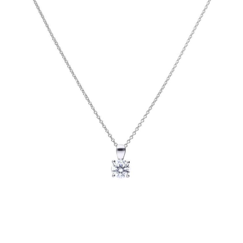 Sterling Silver 4 Claw Set 1ct Zirconia Necklace